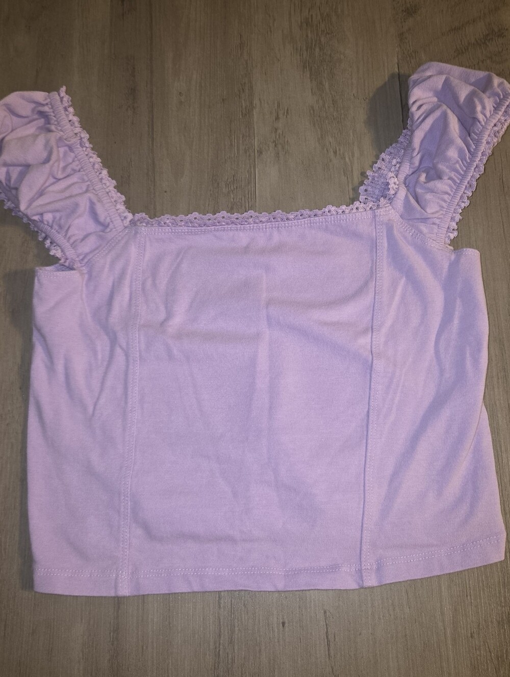 Hollister Lavender Ruffle Strap Square-Neck Crop Top